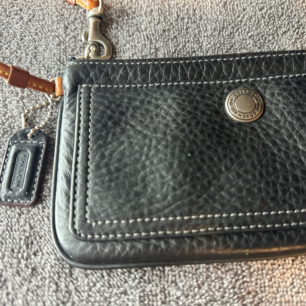 Coach Black Leather Wristlet